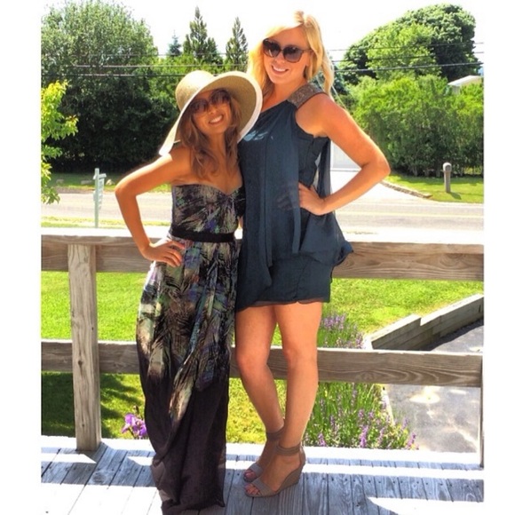 Calvin Klein Teal Silver Beaded 1 Shoulder Dress - Picture 8 of 11